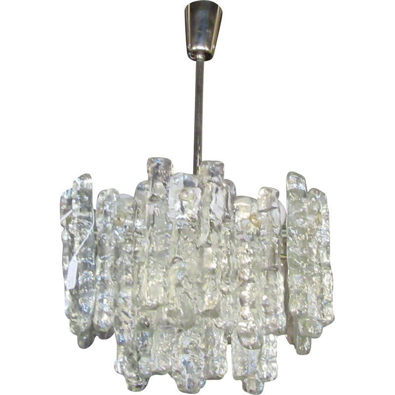 Vintage frosted glass chandelier by Kalmar J. T, 1960-1970