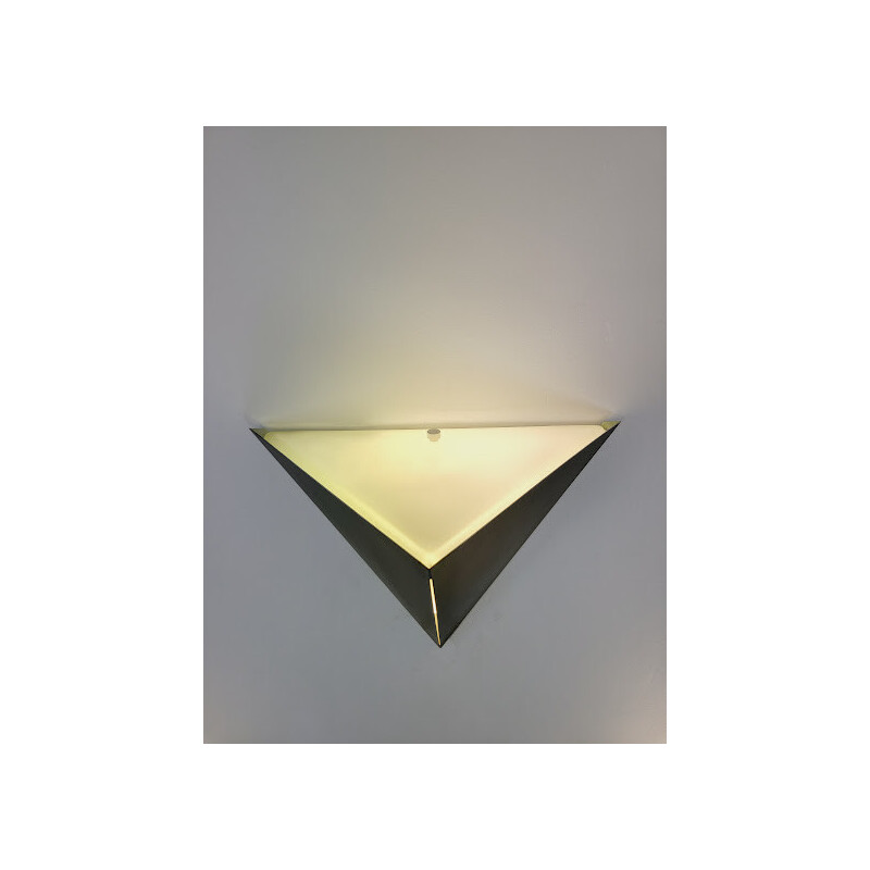 Vintage wall lamp in metal and opal glass by Glashütte Limburg