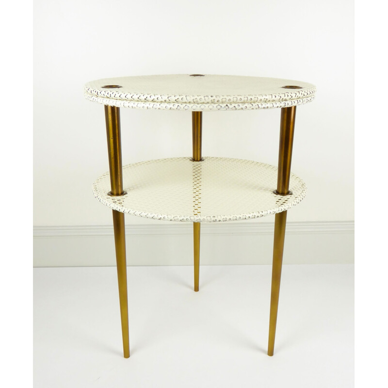 Set of 3 "Partroy" metal and brass nesting tables, Pierre CRUEGE - 1950s