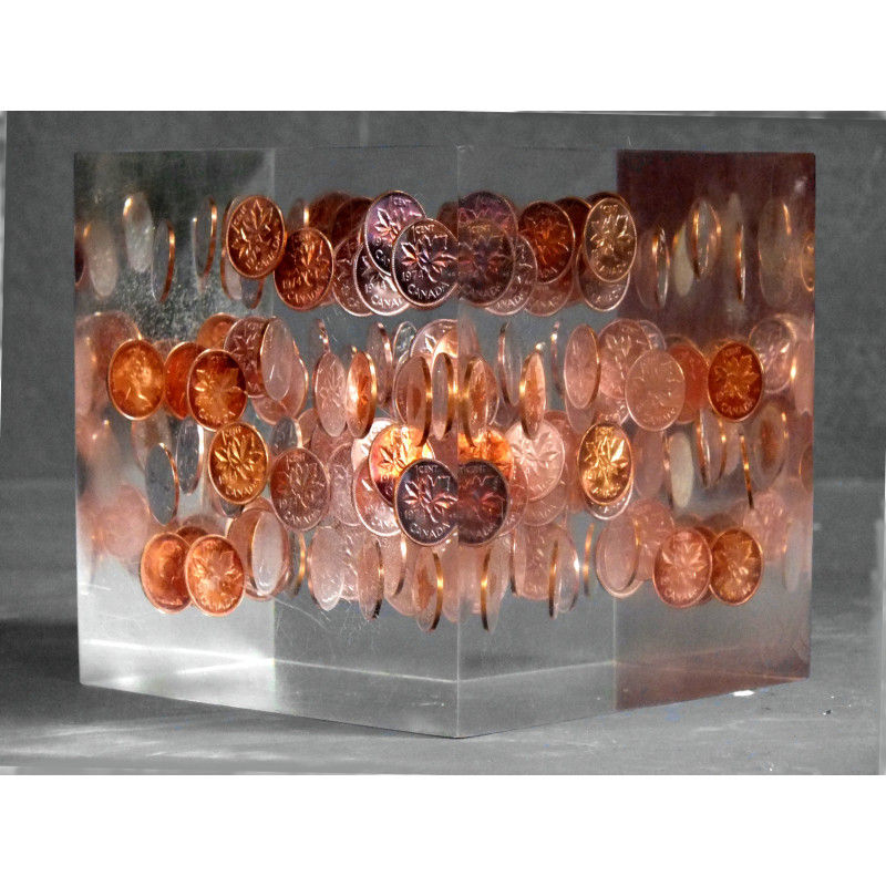 Vintage sculpture cube in plexi by George Schreber, Canada 1974