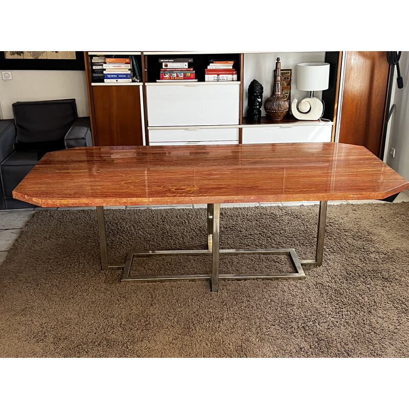 Mesa italiana Vintage em mármore rosa, 1970