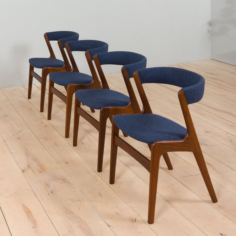 Set of 4 vintage teak Fire chairs by Kai Kristansen for Schou Andersen, Denmark 1960s