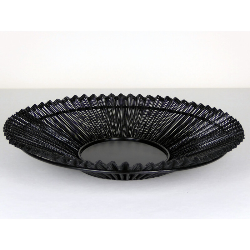 Round black basket in metal, Mathieu MATEGOT - 1950s