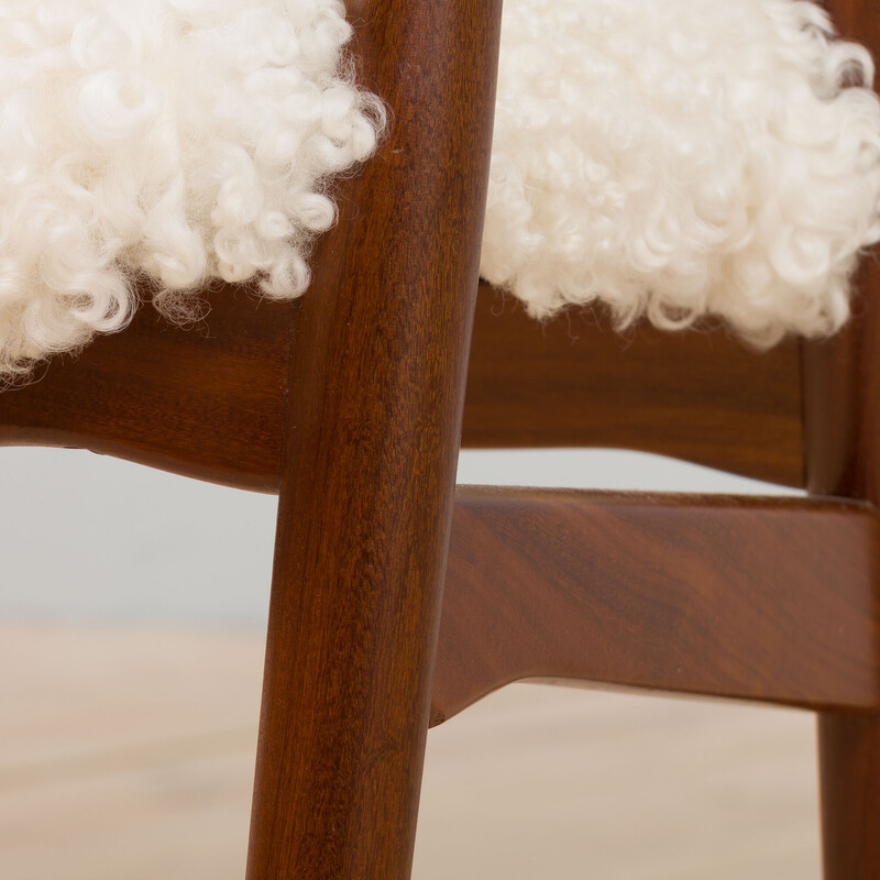 Vintage armchair in teak and natural sheepskin by TH Harlev for Farstrup Møbler, Denmark 1960s