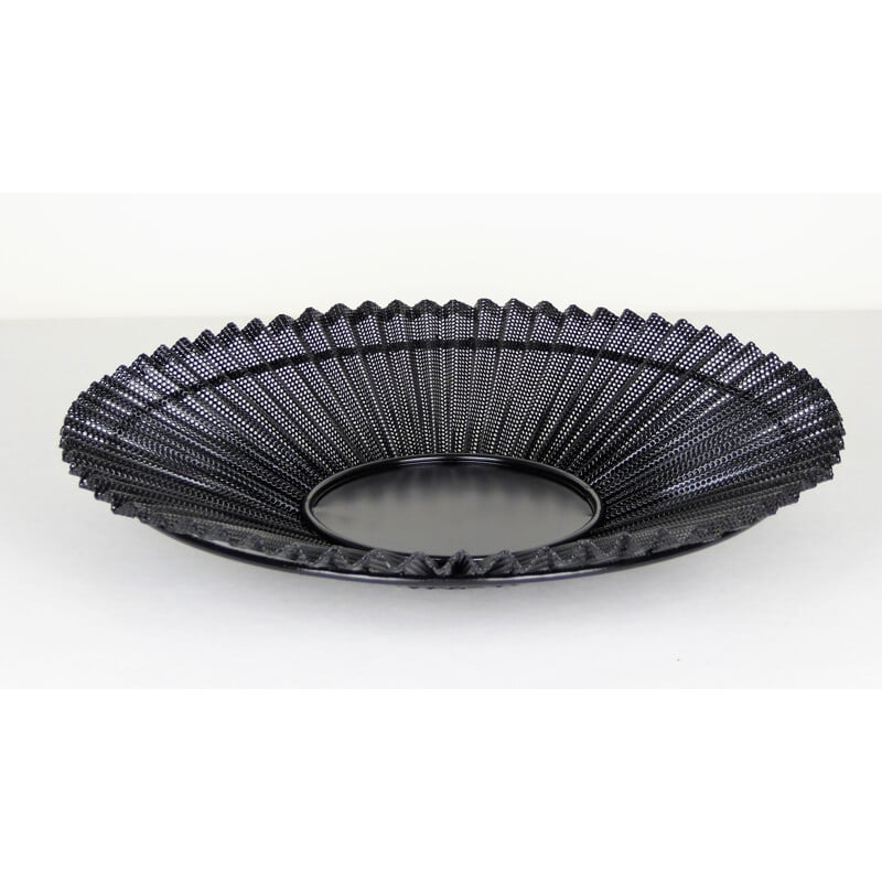 Round black basket in metal, Mathieu MATEGOT - 1950s