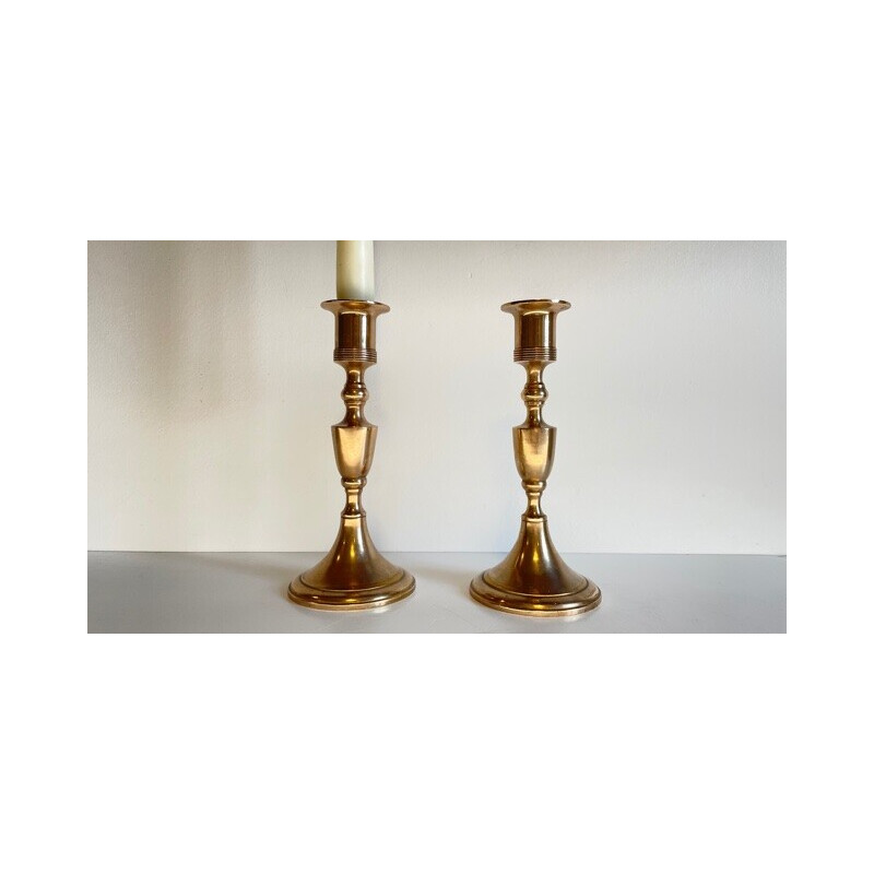 Pair of Scandinavian vintage candlesticks by Scandia Malm, Sweden