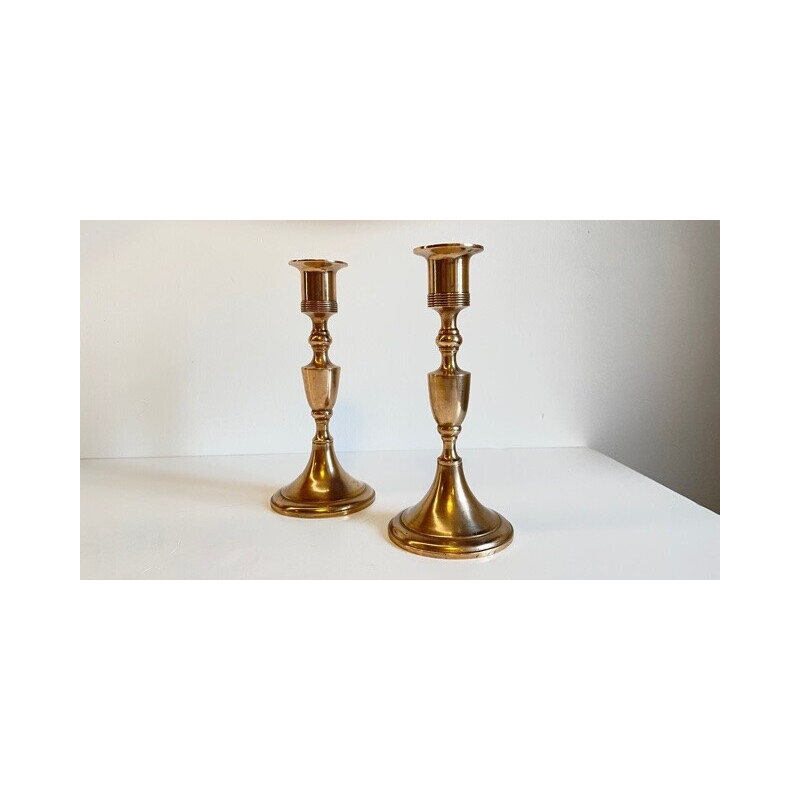 Pair of Scandinavian vintage candlesticks by Scandia Malm, Sweden