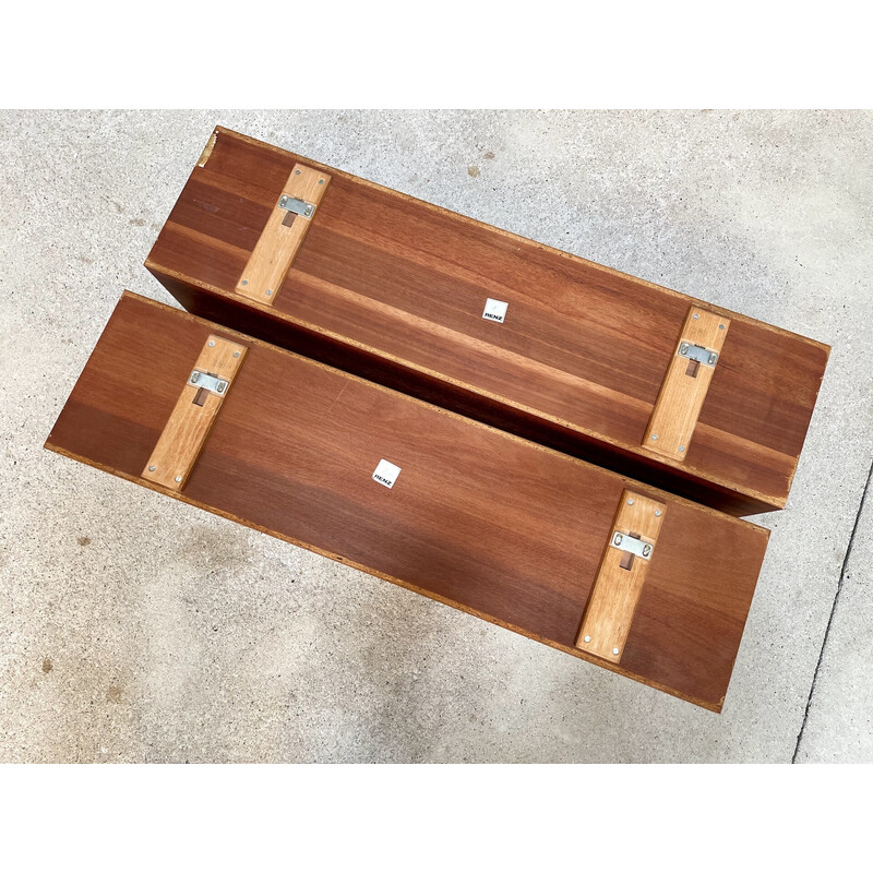 Pair of vintage wall-mounted teak shelves by Walter Wirz for Wilhelm Renz, Germany 1960s