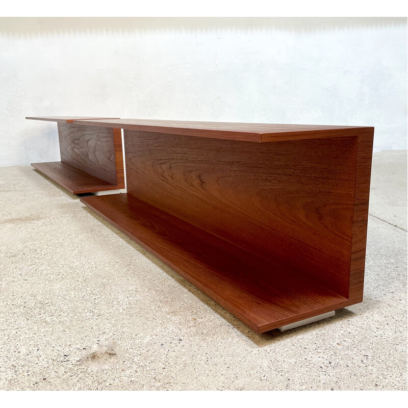 Pair of vintage wall-mounted teak shelves by Walter Wirz for Wilhelm Renz, Germany 1960s