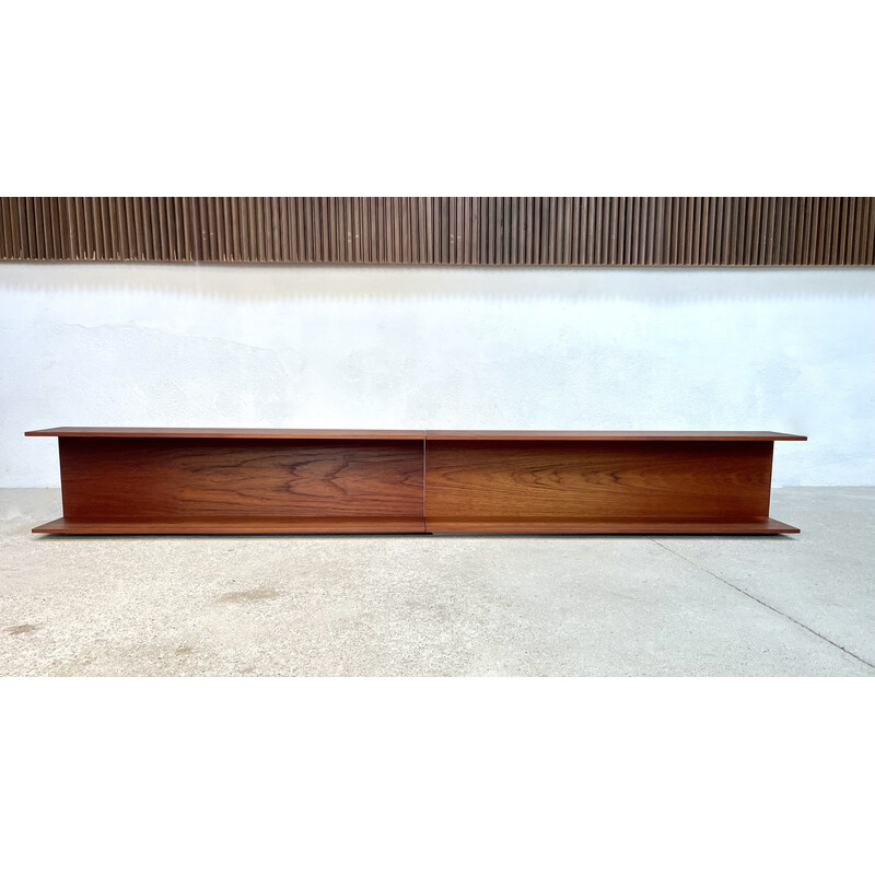 Pair of vintage wall-mounted teak shelves by Walter Wirz for Wilhelm Renz, Germany 1960s