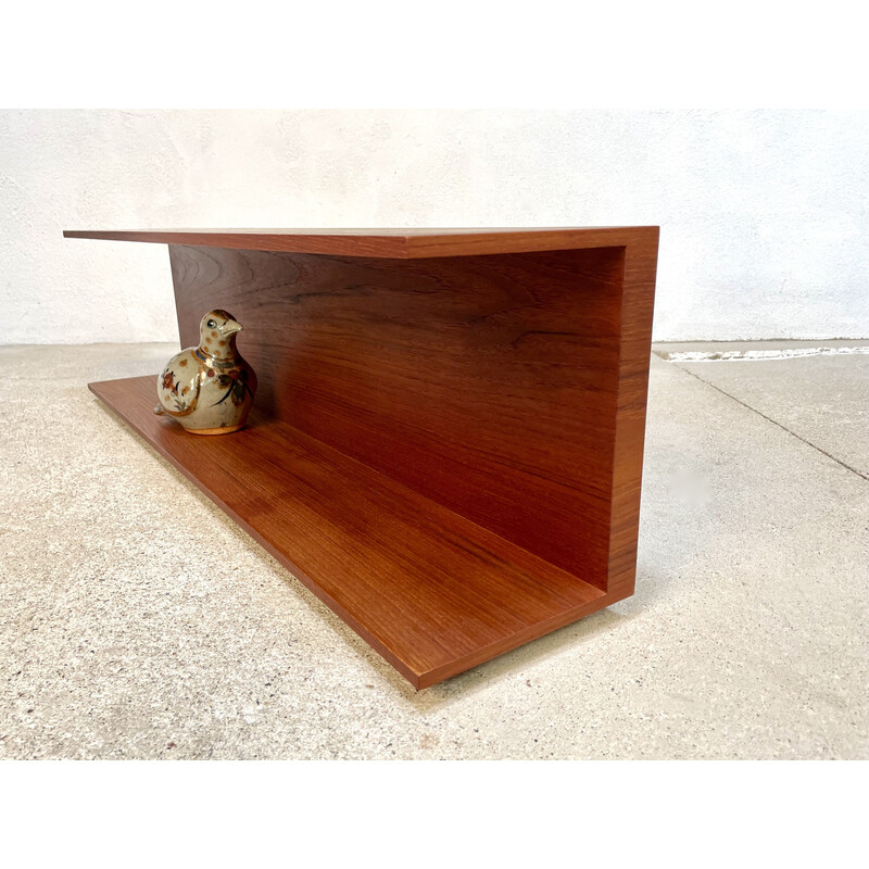 Vintage minimalist wall-mounted teak shelf by Walter Wirz for Wilhelm Renz, Germany 1960s