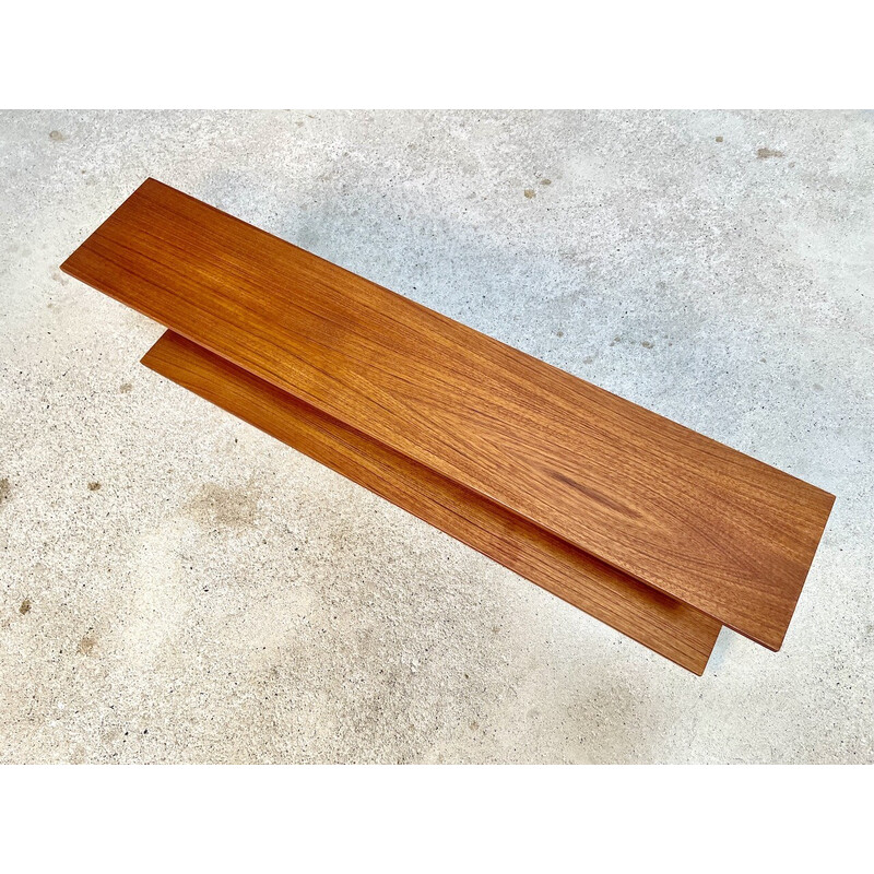 Vintage minimalist wall-mounted teak shelf by Walter Wirz for Wilhelm Renz, Germany 1960s