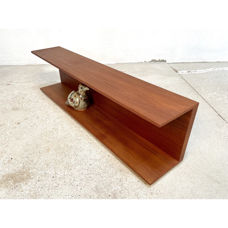 Vintage minimalist wall-mounted teak shelf by Walter Wirz for Wilhelm Renz, Germany 1960s