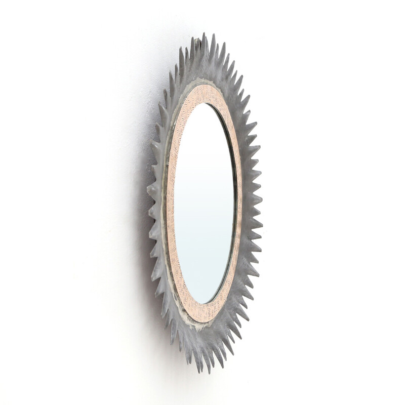 Miroir vintage en métal en forme de soleil, 1970