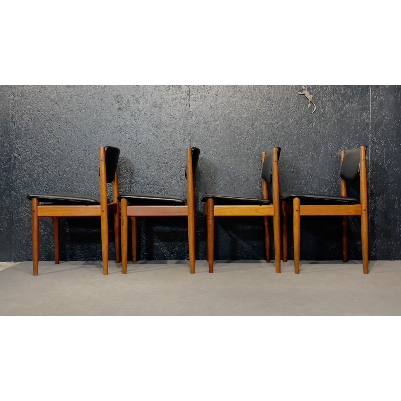 Conjunto de 4 cadeiras vintage modelo 197 de Finn Juhl para França e Filho, Dinamarca