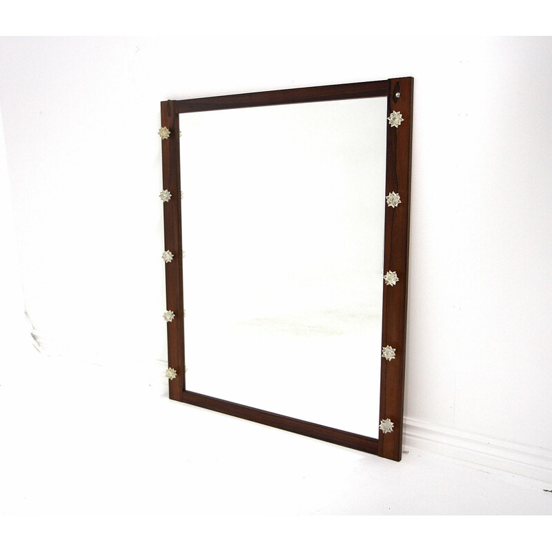 Vintage rosewood mirror "Stardust" by Ab Nybrofabriken Fröseke, Sweden 1960