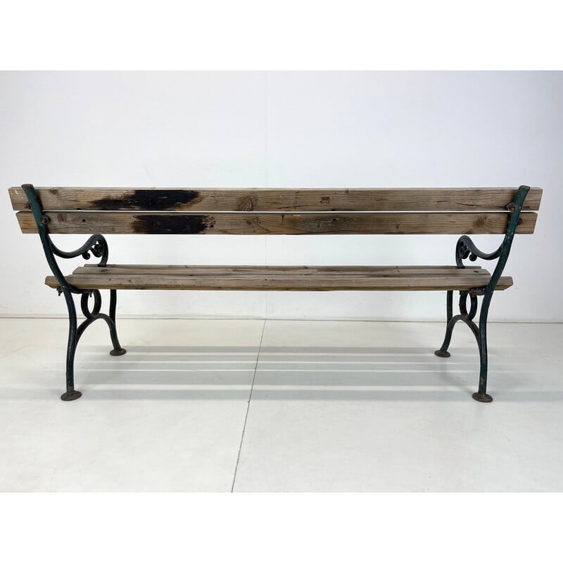 Banc massif vintage en fonte et bois