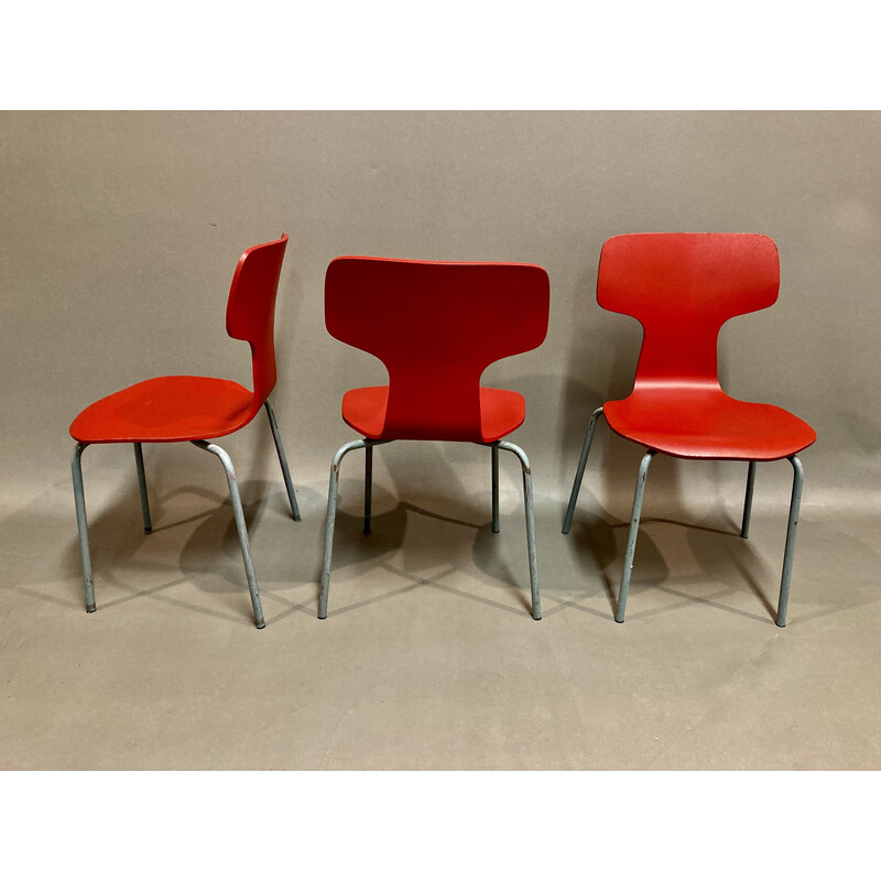 Set of 6 vintage child model chairs by Arne Jacobsen for Fritz Hansen, 1960s