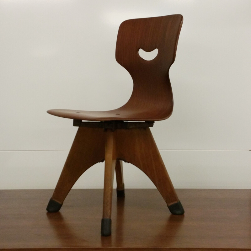 Pagholz Flötotto "15114" plywood and wooden school chair , Adam STEGNER- 1950s
