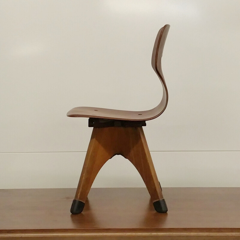 Pagholz Flötotto "15114" plywood and wooden school chair , Adam STEGNER- 1950s