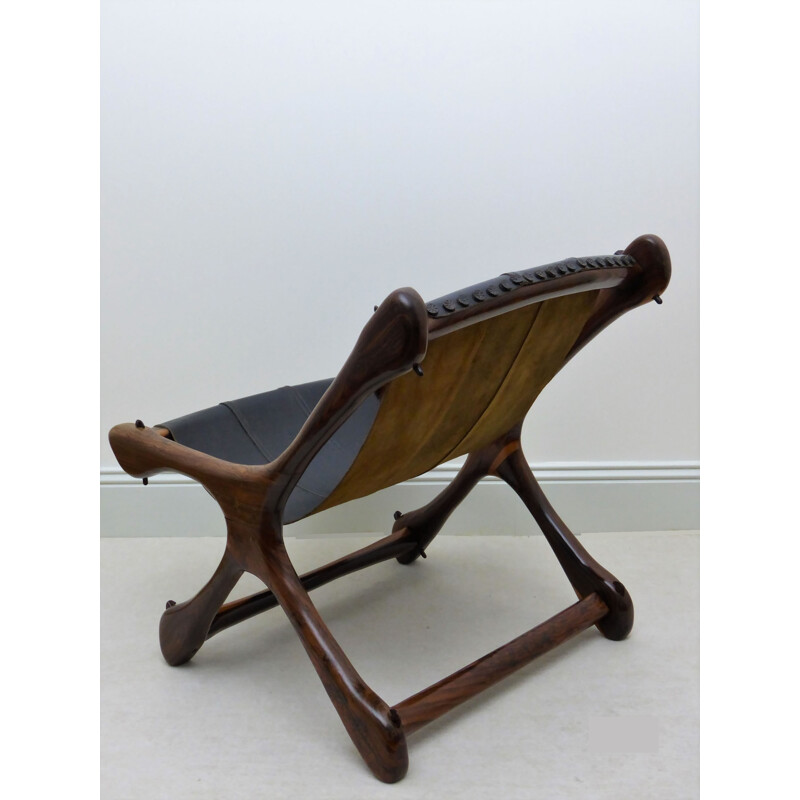 DON S.SHOEMAKER black rosewood and leather armchair - 1960s
