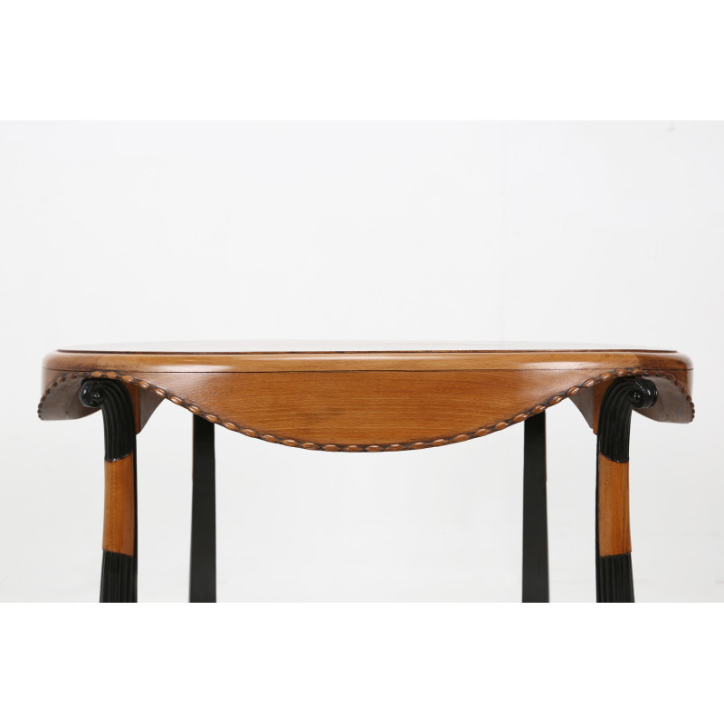 Vintage solid oak wood side table by Paul Follot, 1925