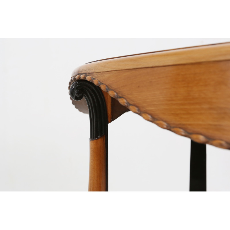 Mesa auxiliar vintage de madera maciza de roble de Paul Follot, 1925
