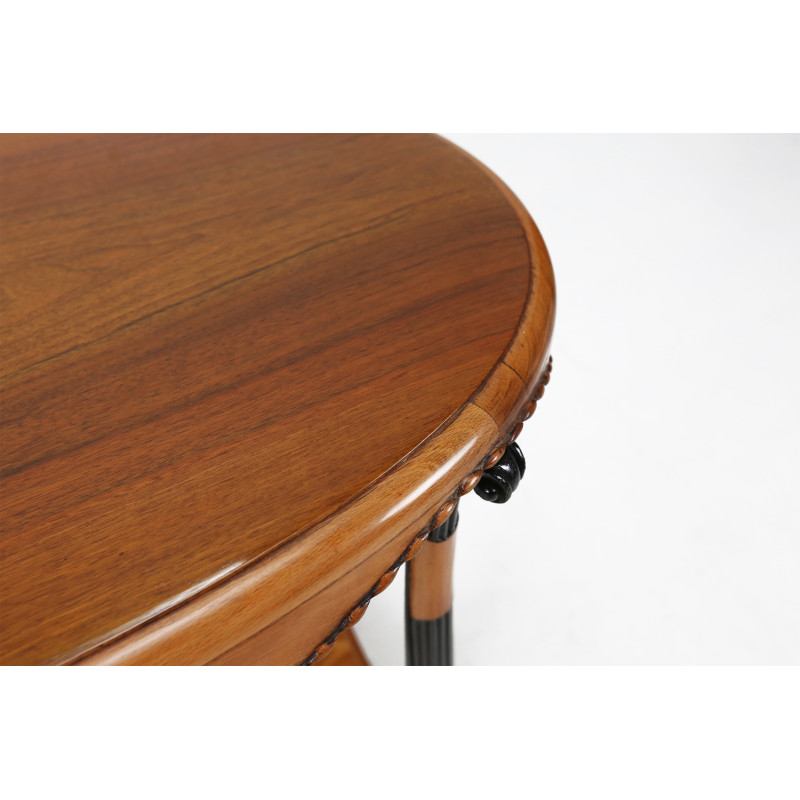 Tavolino vintage in legno massiccio di quercia di Paul Follot, 1925