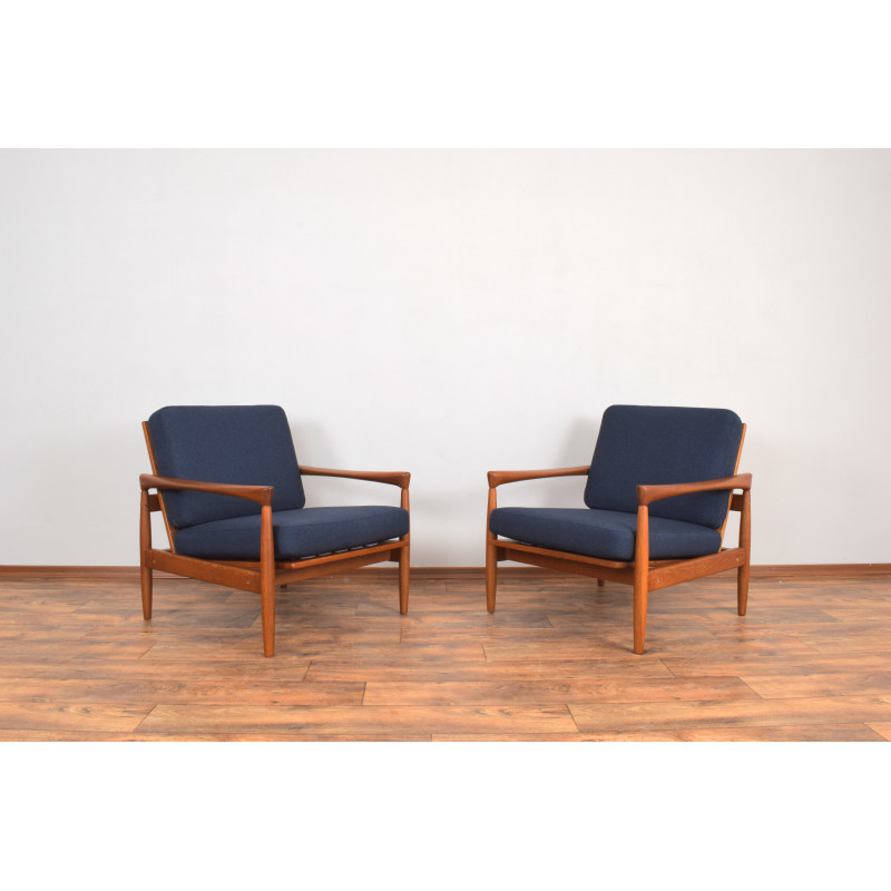 Pair of mid-century oakwood Kolding armchairs by Erik Wørts for Ikea, Poland 1960s