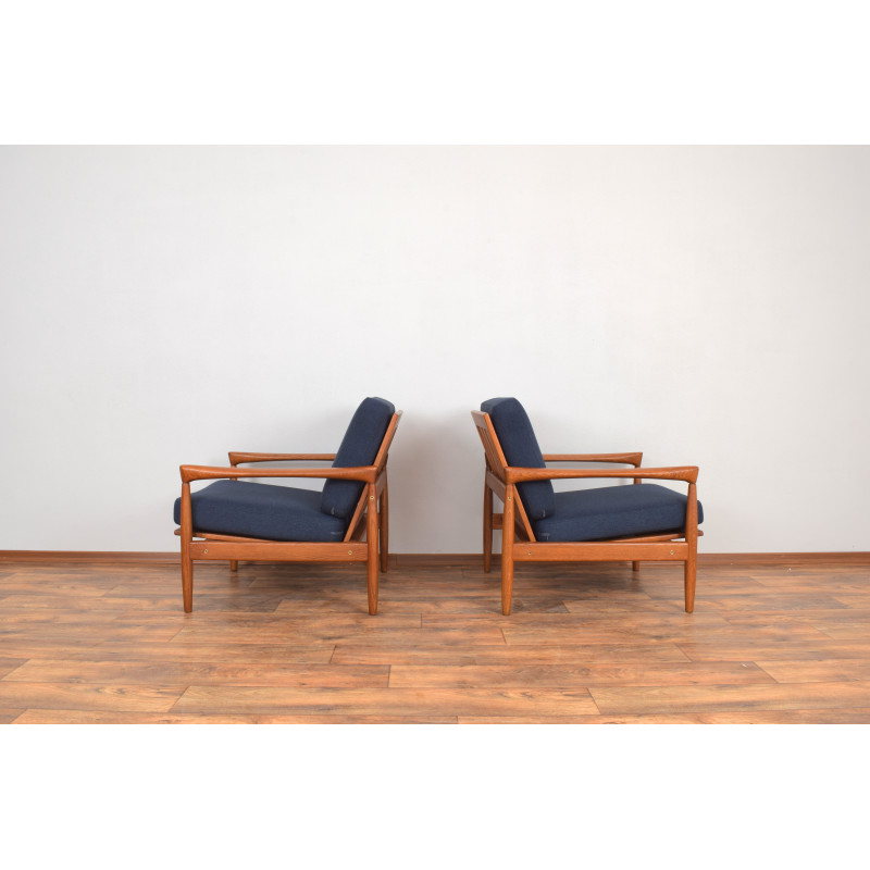 Pair of mid-century oakwood Kolding armchairs by Erik Wørts for Ikea, Poland 1960s