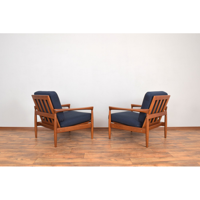 Pair of mid-century oakwood Kolding armchairs by Erik Wørts for Ikea, Poland 1960s