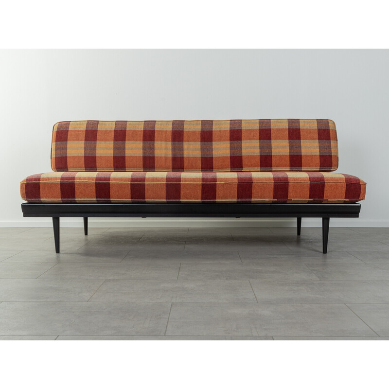 Vintage sofa in black lacquered cherry wood with upholstered by Knoll Antimott, Germany 1950s