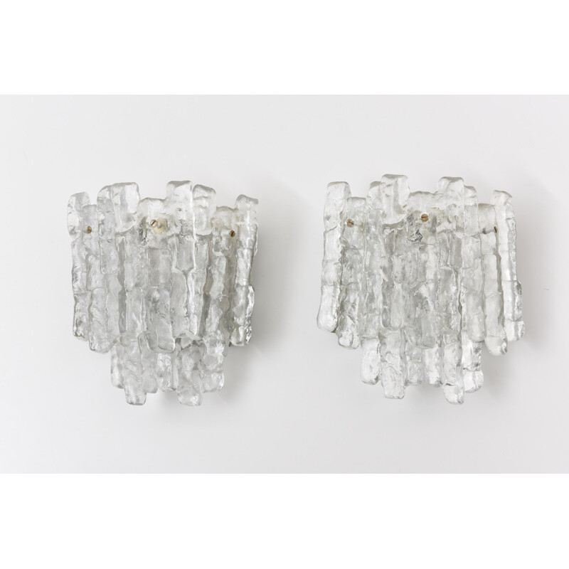 Pair of Kalmar glass and metal wall lights - 1960