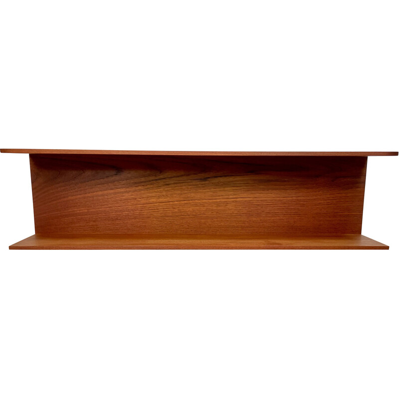 Vintage minimalist wall-mounted teak shelf by Walter Wirz for Wilhelm Renz, Germany 1960s