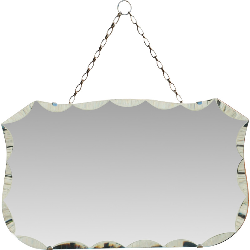 Vintage rechthoekige afgeschuinde spiegel "Écusson", 1950