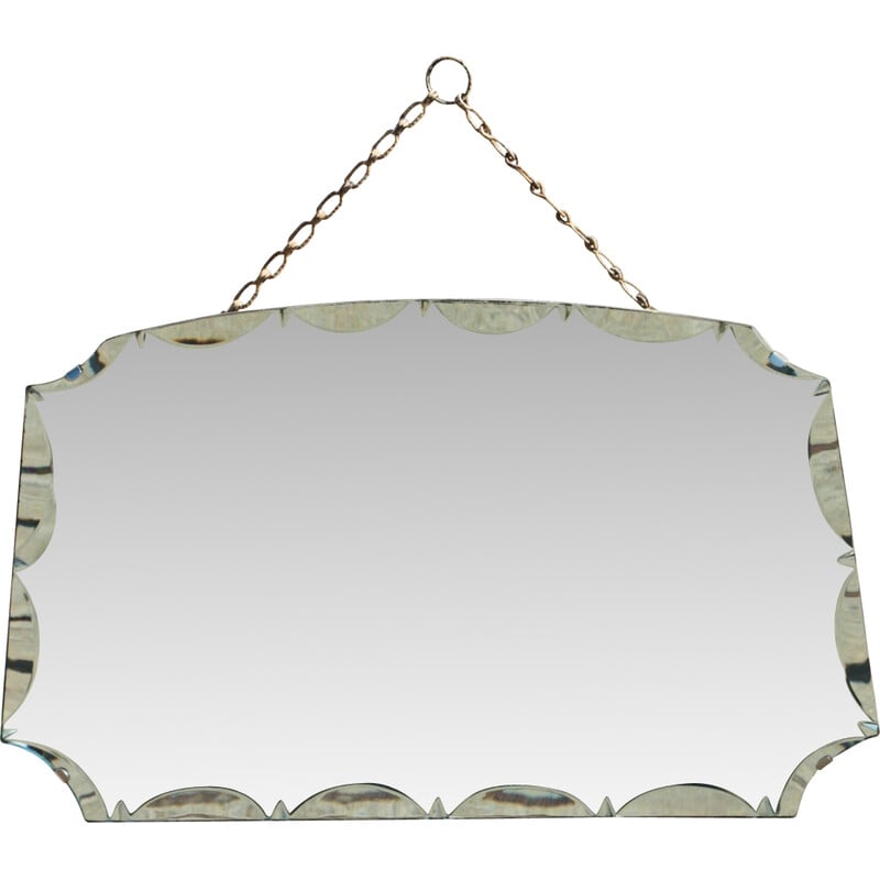 "Crocs" vintage rectangular bevelled mirror, 1950