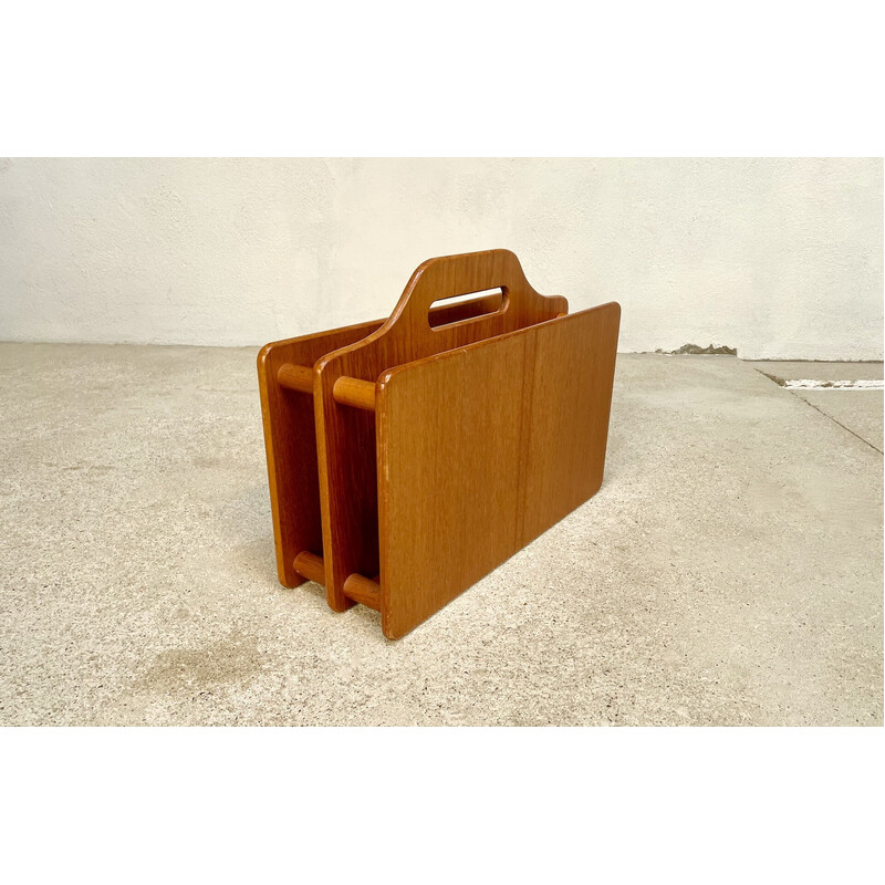 Vintage portable teak magazine rack, Denmark 1960s