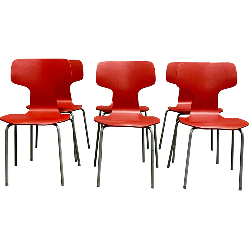 Conjunto de 6 cadeiras de criança de Arne Jacobsen para Fritz Hansen, 1960