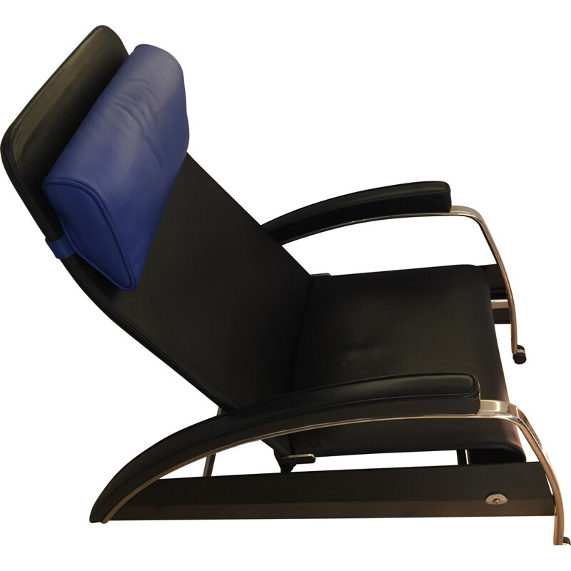 Fauteuil "grand repos" Tecta noir et bleu, Jean PROUVE - 1980