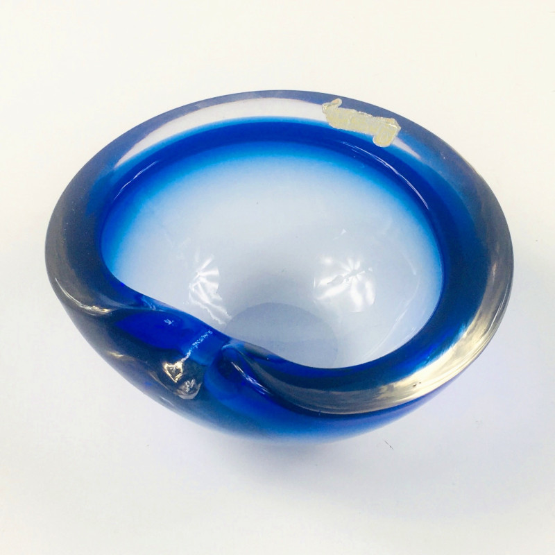 Vintage Sommerso Murano glass ashtray by Flavio Poli, Italy 1960s