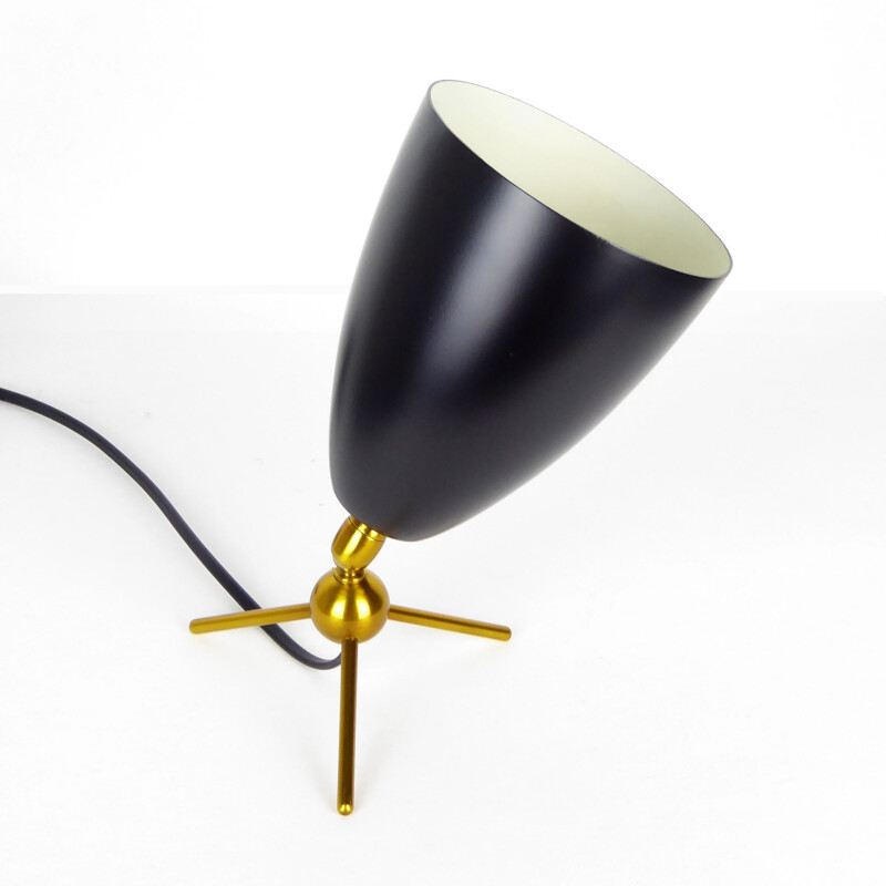 Adjustable Lamp with conical reflector in black lacquered metal  - 1950s