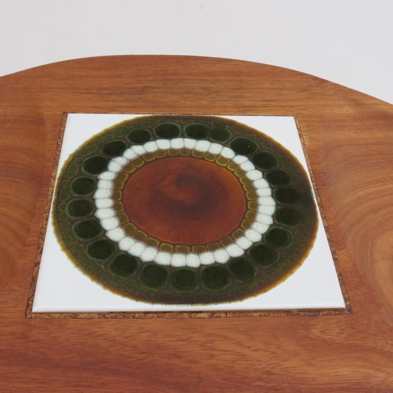 Mid century teak tray with tile insert by Allan Wallwork, 1970