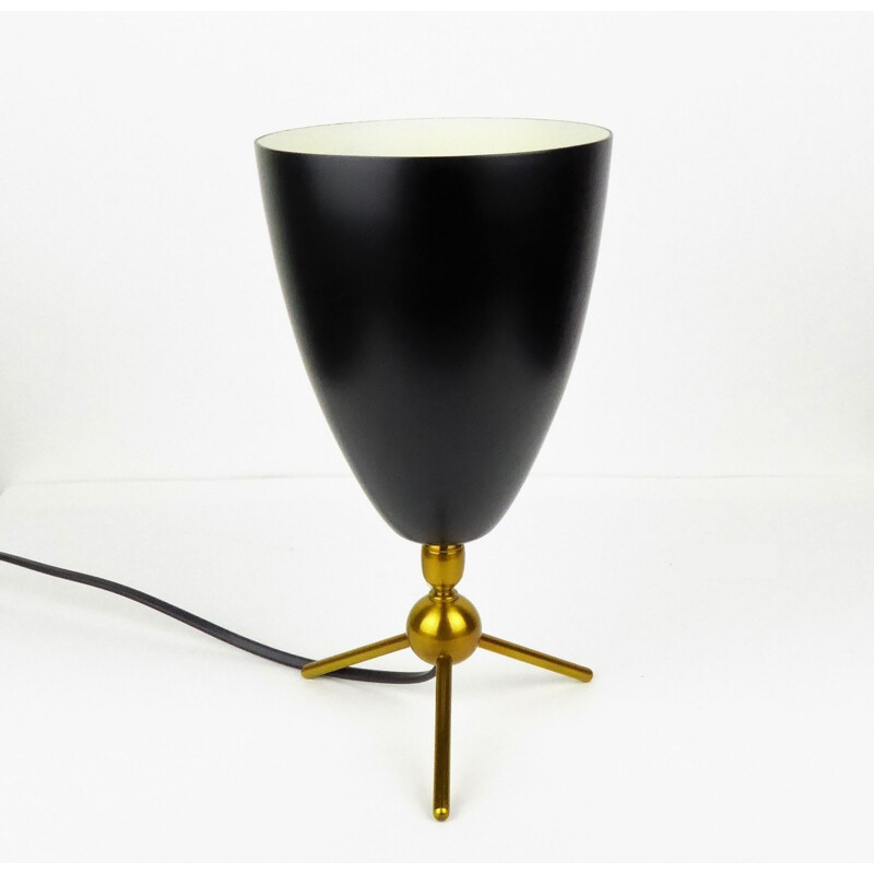 Adjustable Lamp with conical reflector in black lacquered metal  - 1950s