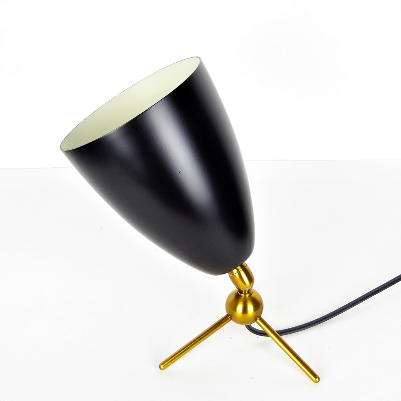 Adjustable Lamp with conical reflector in black lacquered metal  - 1950s