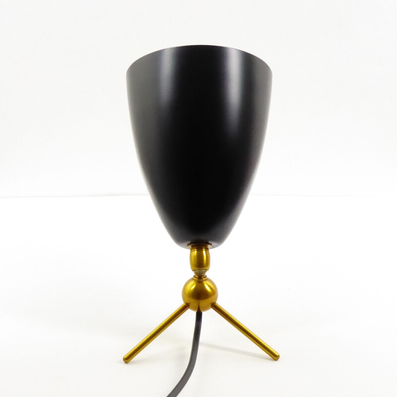 Adjustable Lamp with conical reflector in black lacquered metal  - 1950s