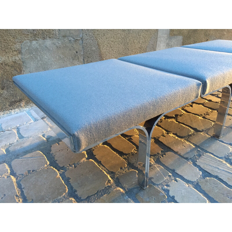 Banc "Link"  en aluminium et tissus gris, John BEHRINGER - 1960