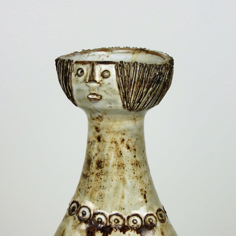 Vase sculpture femme L'Atelier Dieulefit en céramique, Jacques POUCHAIN - 1950