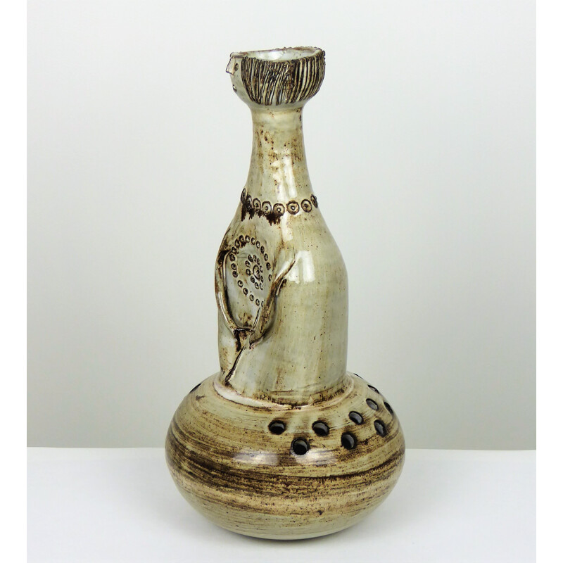 L’Atelier Dieulefit big woman-shaped vase sculpture in ceramic, Jacques POUCHAIN - 1950s