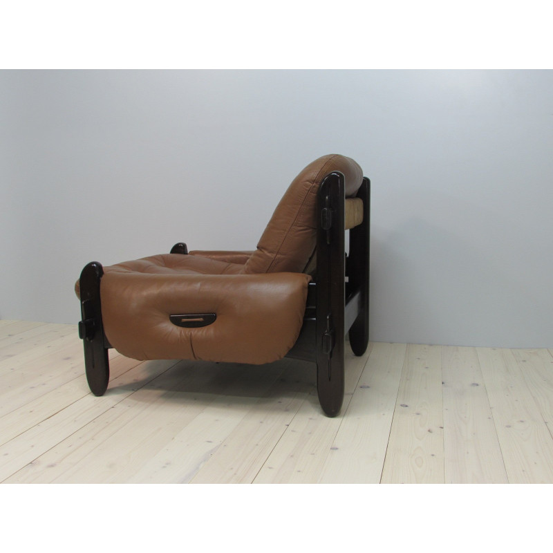 Vintage mahogany and leather armchair by Jean Gillon for Probel, Brazil 1960