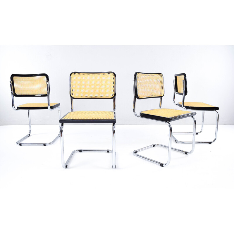 Set of 4 mid-century Italian B32 armchairs by Marcel Breuer for Cesca, 1970s